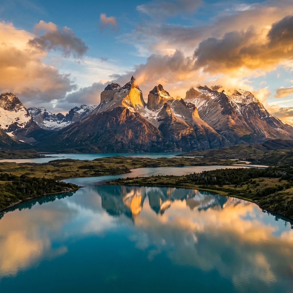 Vista panorámica de Torres del Paine, Patagonia chilena